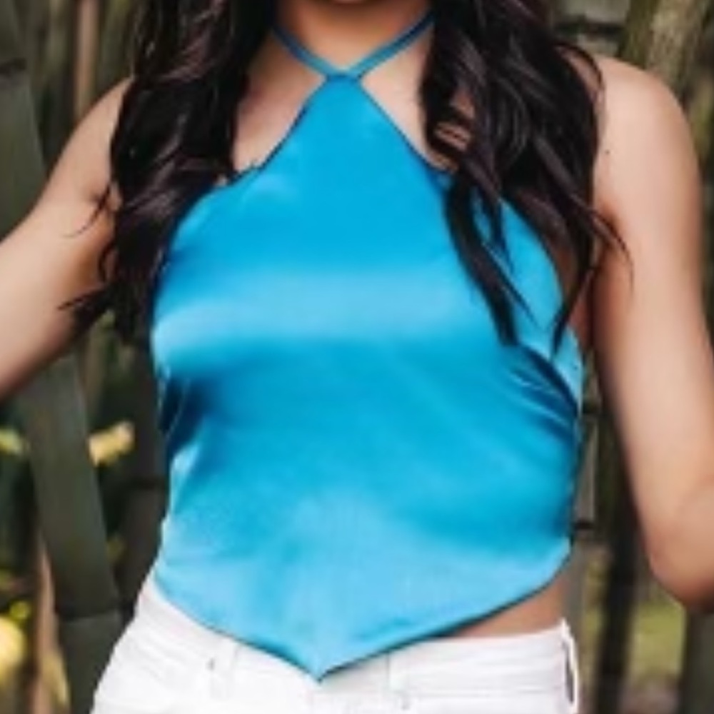 Blue Halter Crop